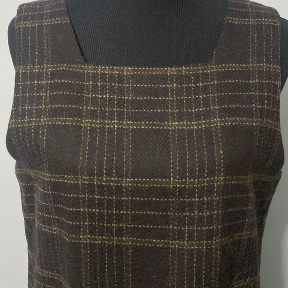 Harve’ Benard by Benard Holtzman Women’s Wool Jumper Dress Brown Plaid Sz 10 - Picture 2 of 9